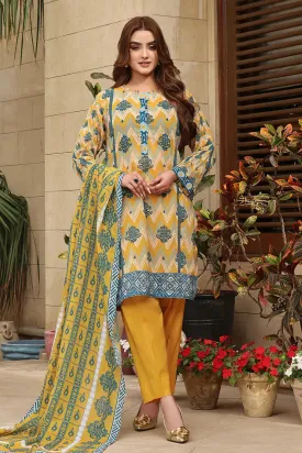 3PC Printed Unstitched Lawn Suit KLA-2400