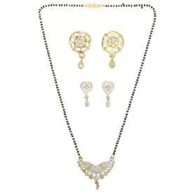 AanyaCentric Gold Plated Mangalsutra with Pendant, 2 Pair Earrings