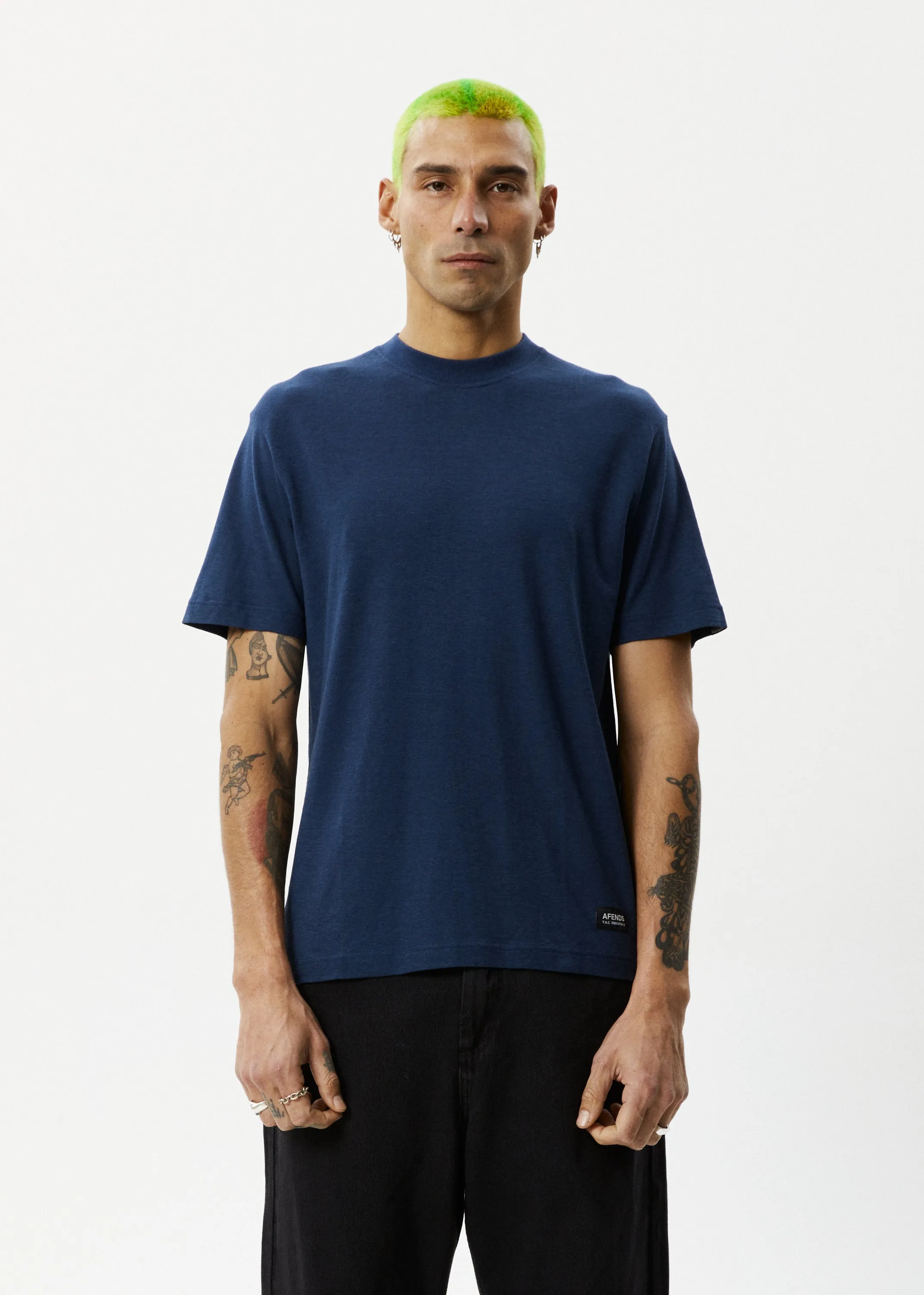 AFENDS Mens Classic - Retro Fit Tee - Navy