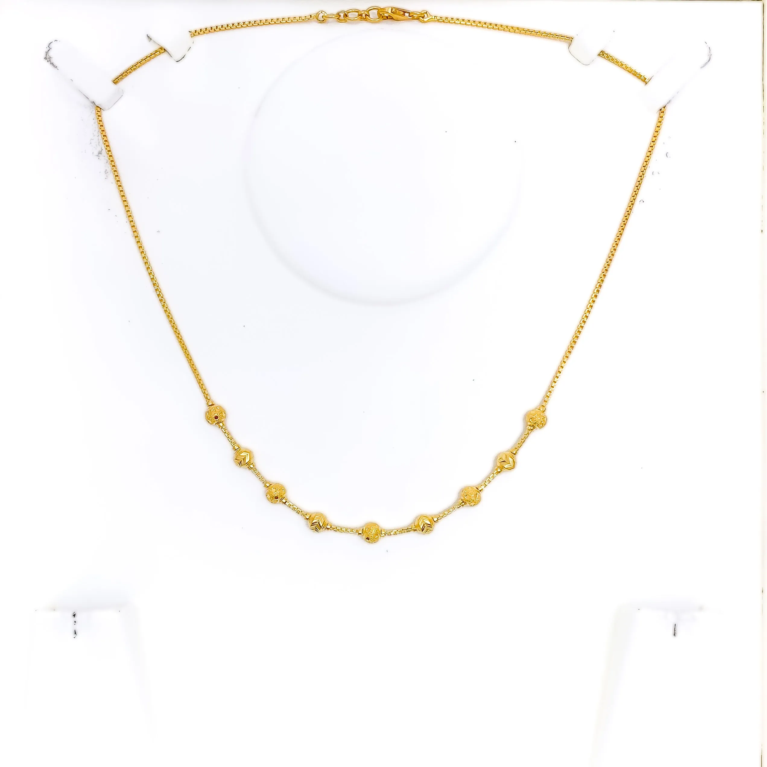 Alternating Dotted Orb 22k Gold Necklace