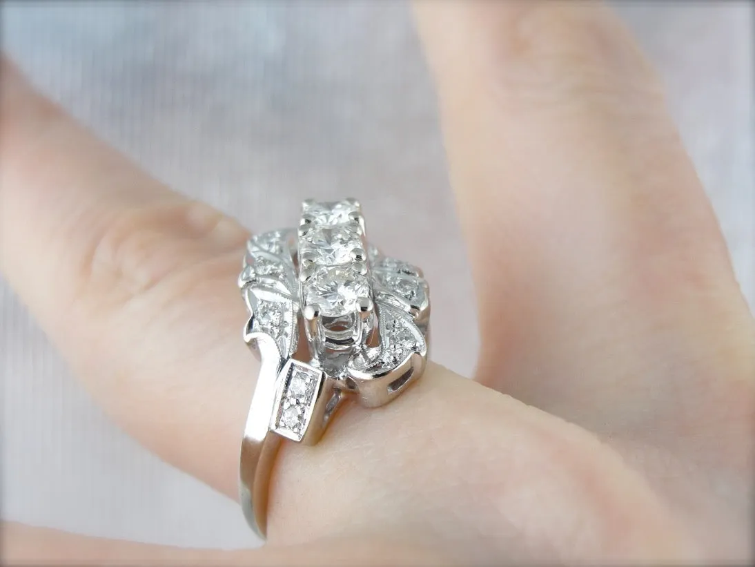 Amazing Retro 1950's Diamond Cocktail Ring