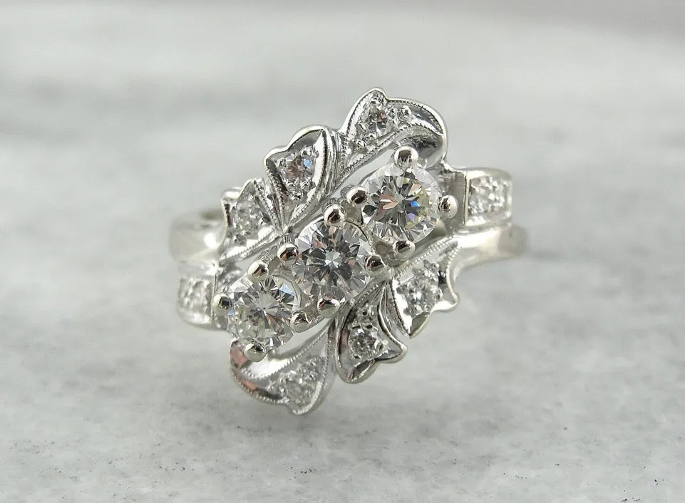 Amazing Retro 1950's Diamond Cocktail Ring