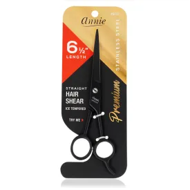 Annie 6 1/2" Premium Stainless Steel Straight Hair Shears - Black #5232