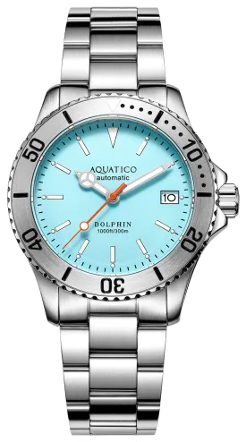 Aquatico Dolphin 39mm Automatic Dive Watch Bright Blue