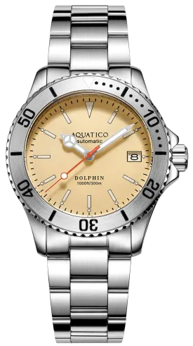 Aquatico Dolphin 39mm Automatic Dive Watch Bright Yellow