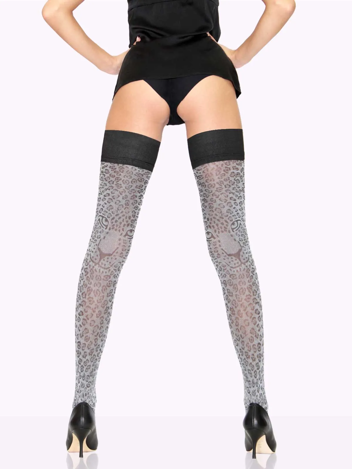 ARTEMISIA Cheetah Print Thigh Highs