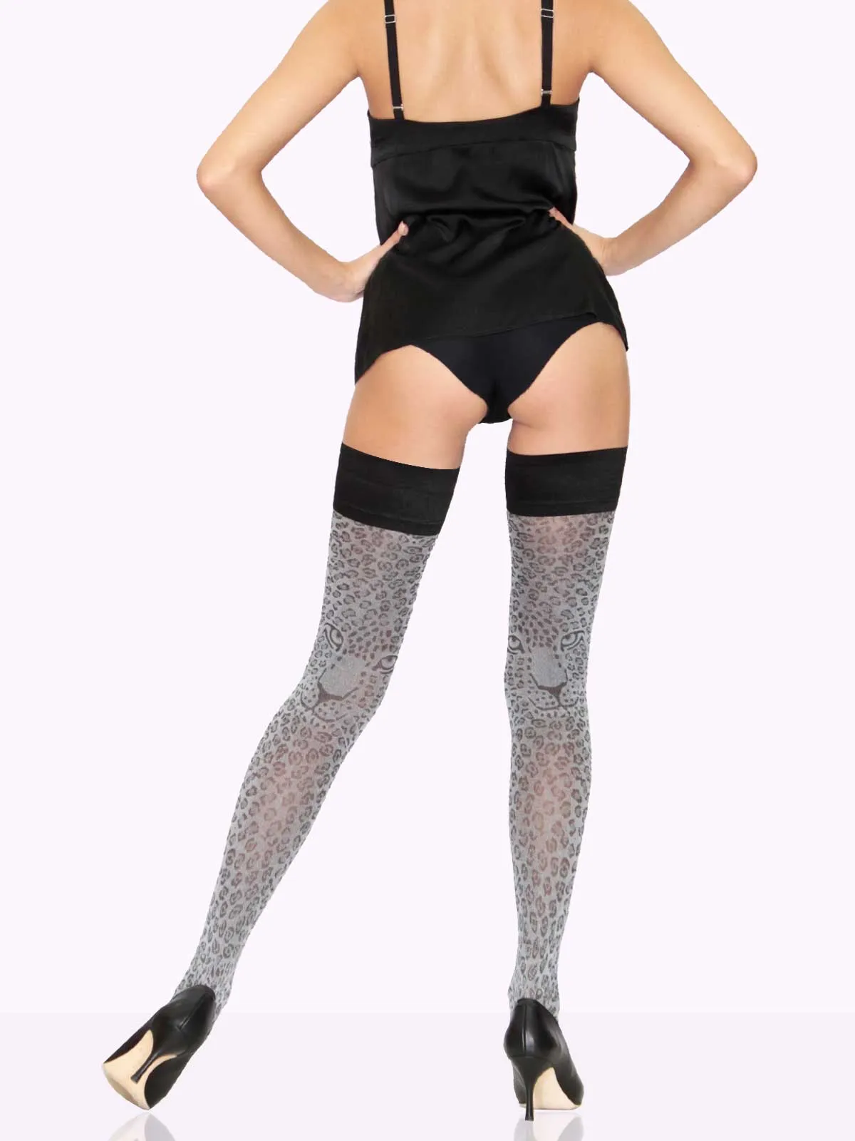 ARTEMISIA Cheetah Print Thigh Highs