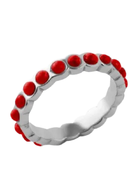 Barse Single Red Howlite Band Stack Ring Silver