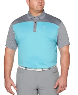 Big & Tall Ventilated Heathered Color Block Polo with Chevron