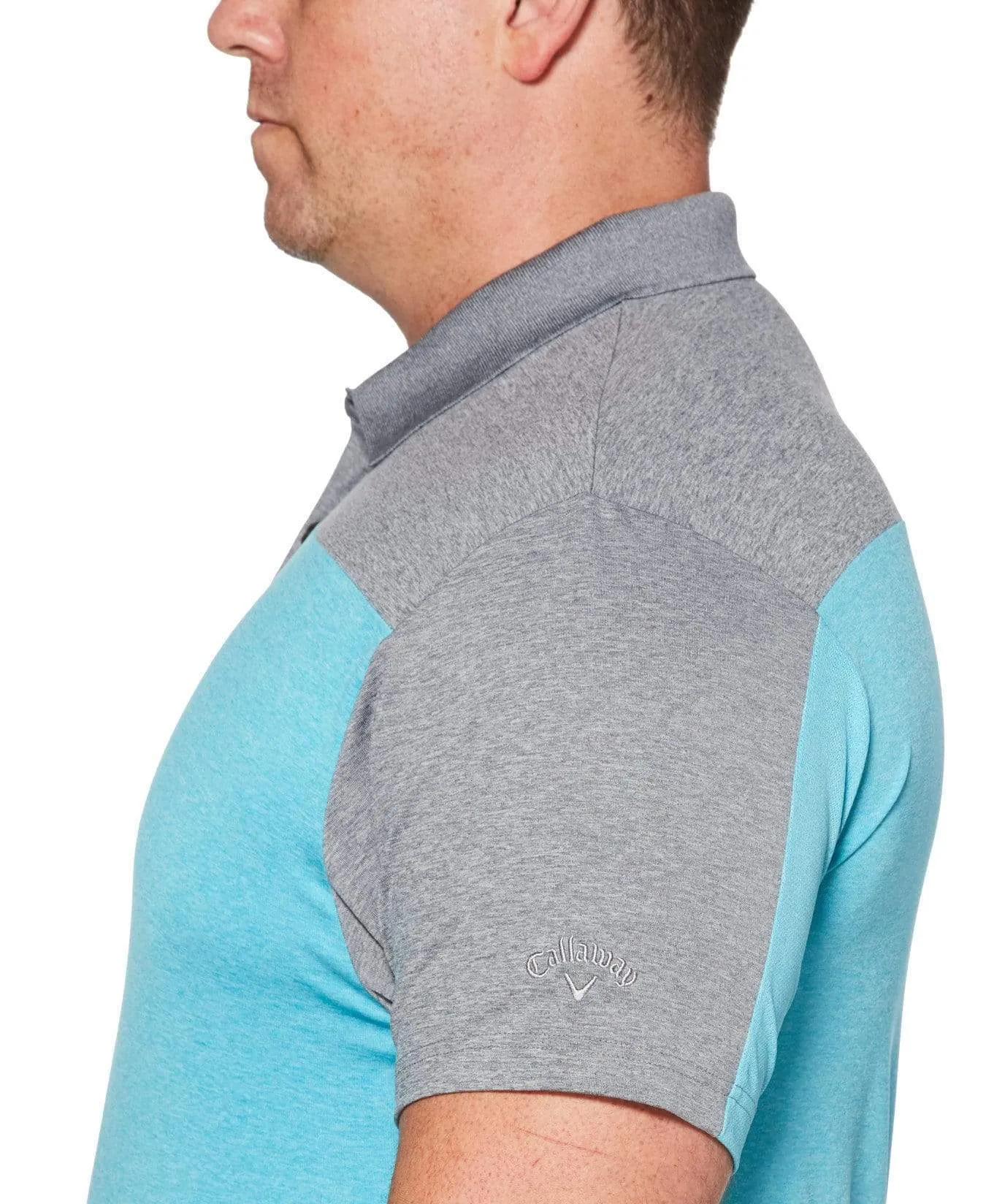 Big & Tall Ventilated Heathered Color Block Polo with Chevron