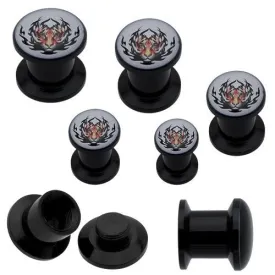 Black Acrylic Asian Tiger Stash Screw Plug