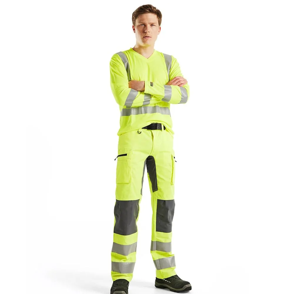 Blaklader 3383 Hi-Vis UV Long Sleeved V-Neck T-Shirt