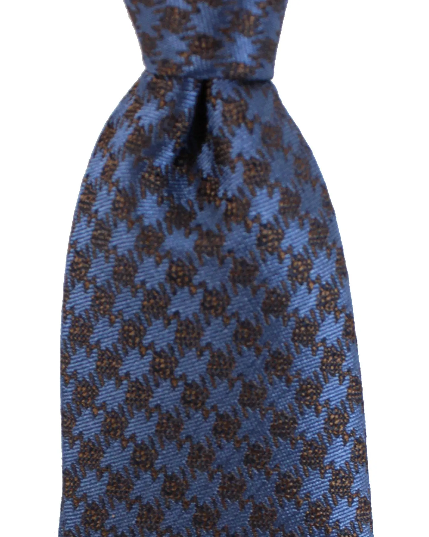 Canali Silk Tie Brown Metal Gray Houndstooth