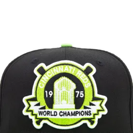 Cincinnati Reds 75 World Series Commissioner Fitted Cap (Black/Lime Green)