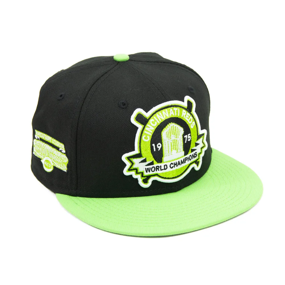 Cincinnati Reds 75 World Series Commissioner Fitted Cap (Black/Lime Green)