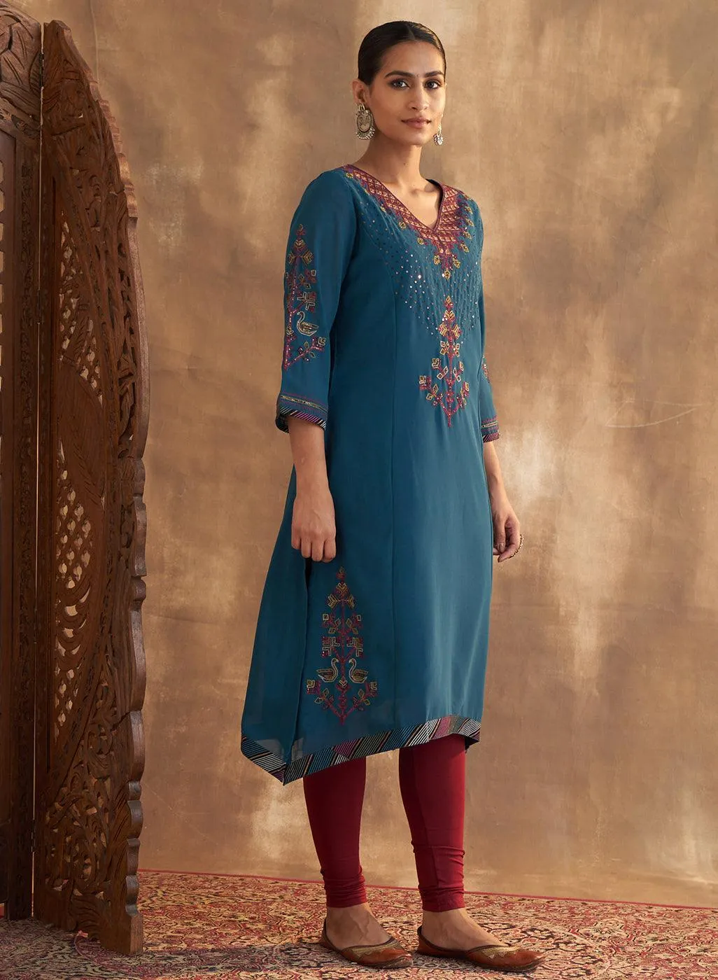 Cosmic Sky Georgette Printed Kurta