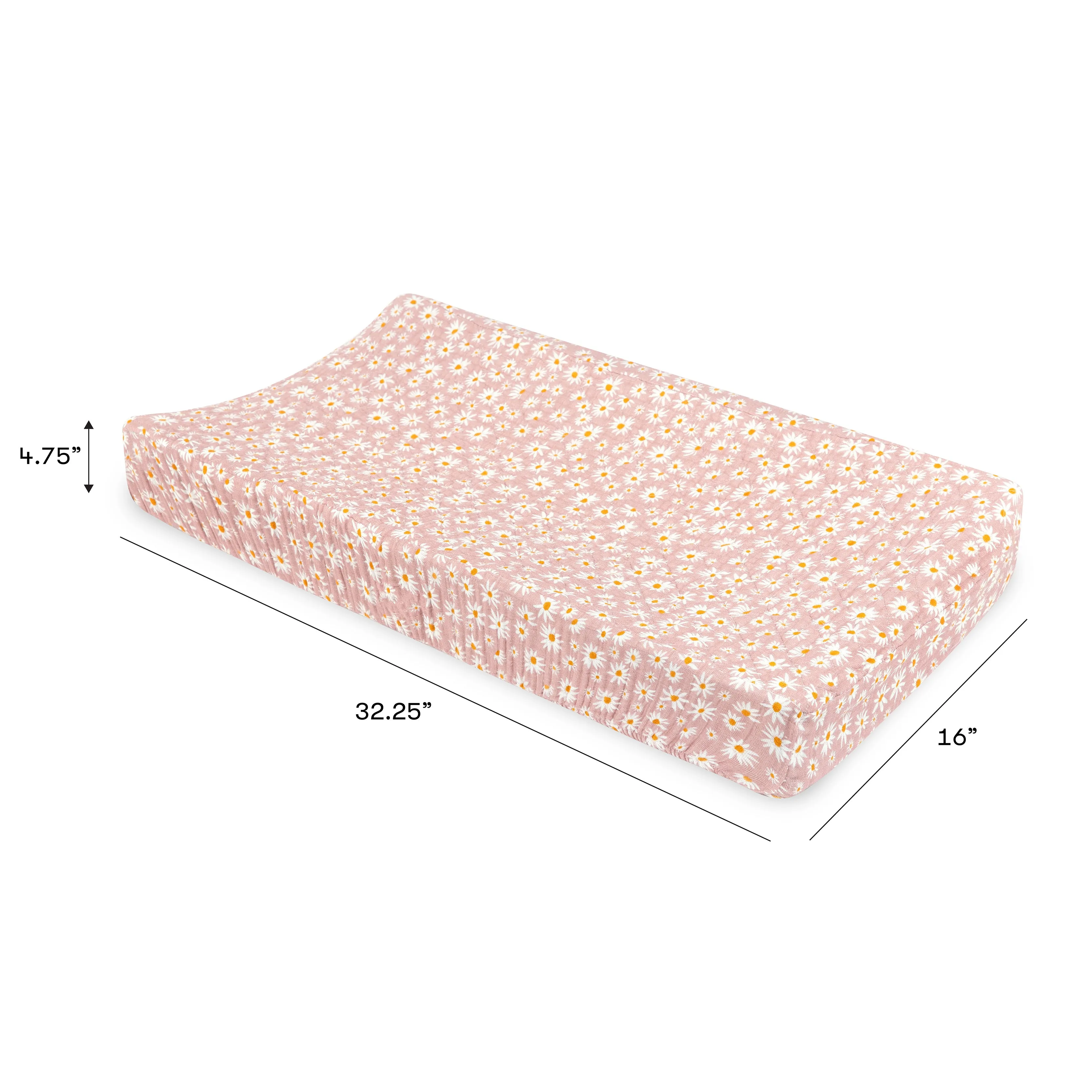 Daisy Quilted Changing Pad Cover in GOTS Certified Organic Muslin Cotton