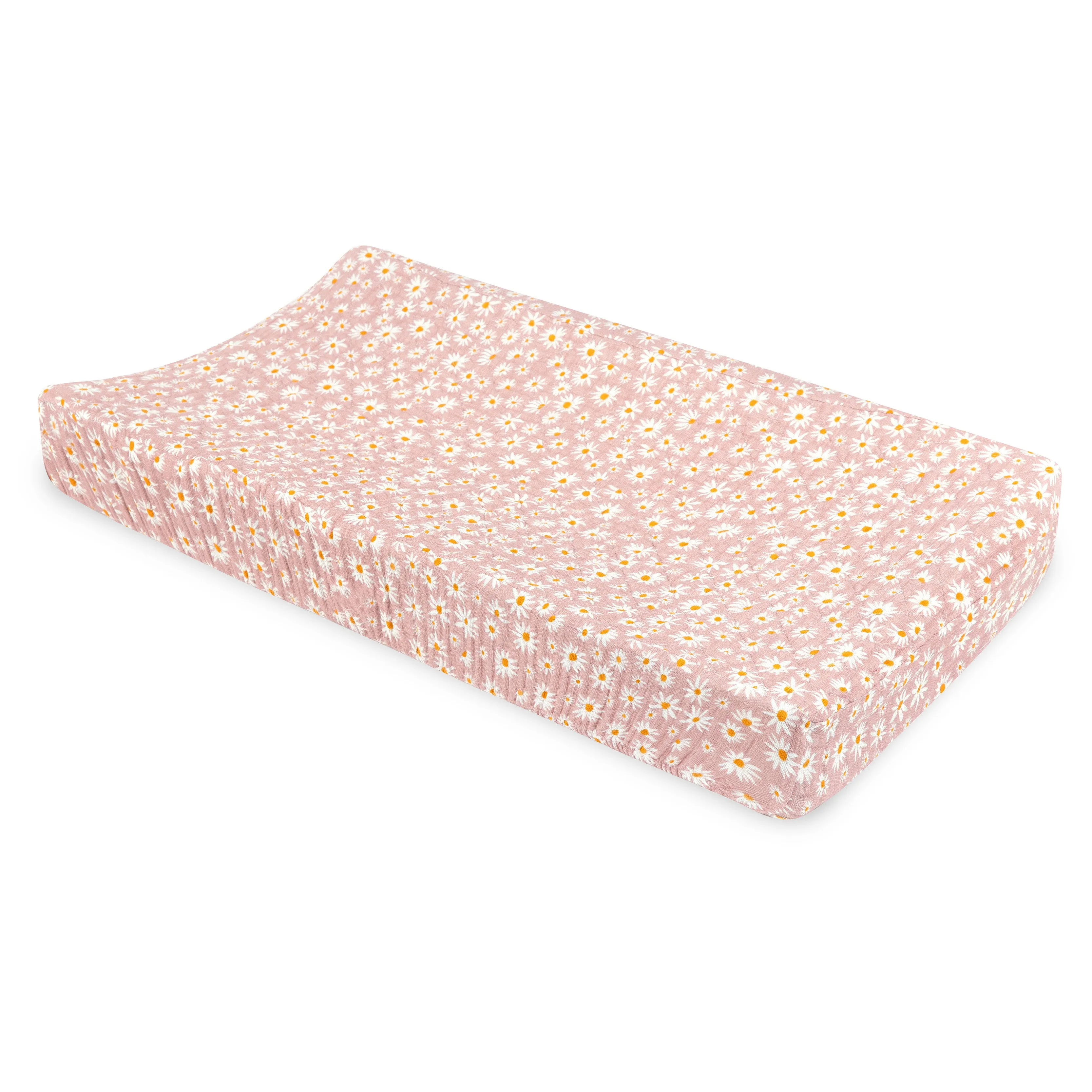 Daisy Quilted Changing Pad Cover in GOTS Certified Organic Muslin Cotton