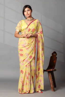 Digital  Floral Print Georgette Saree