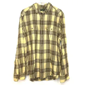 Eddie Bauer Mens Size L Yellow Black Gray Plaid Button-Up Shirt S/s