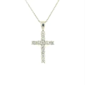 Eleven Round Diamond Cross Pendant