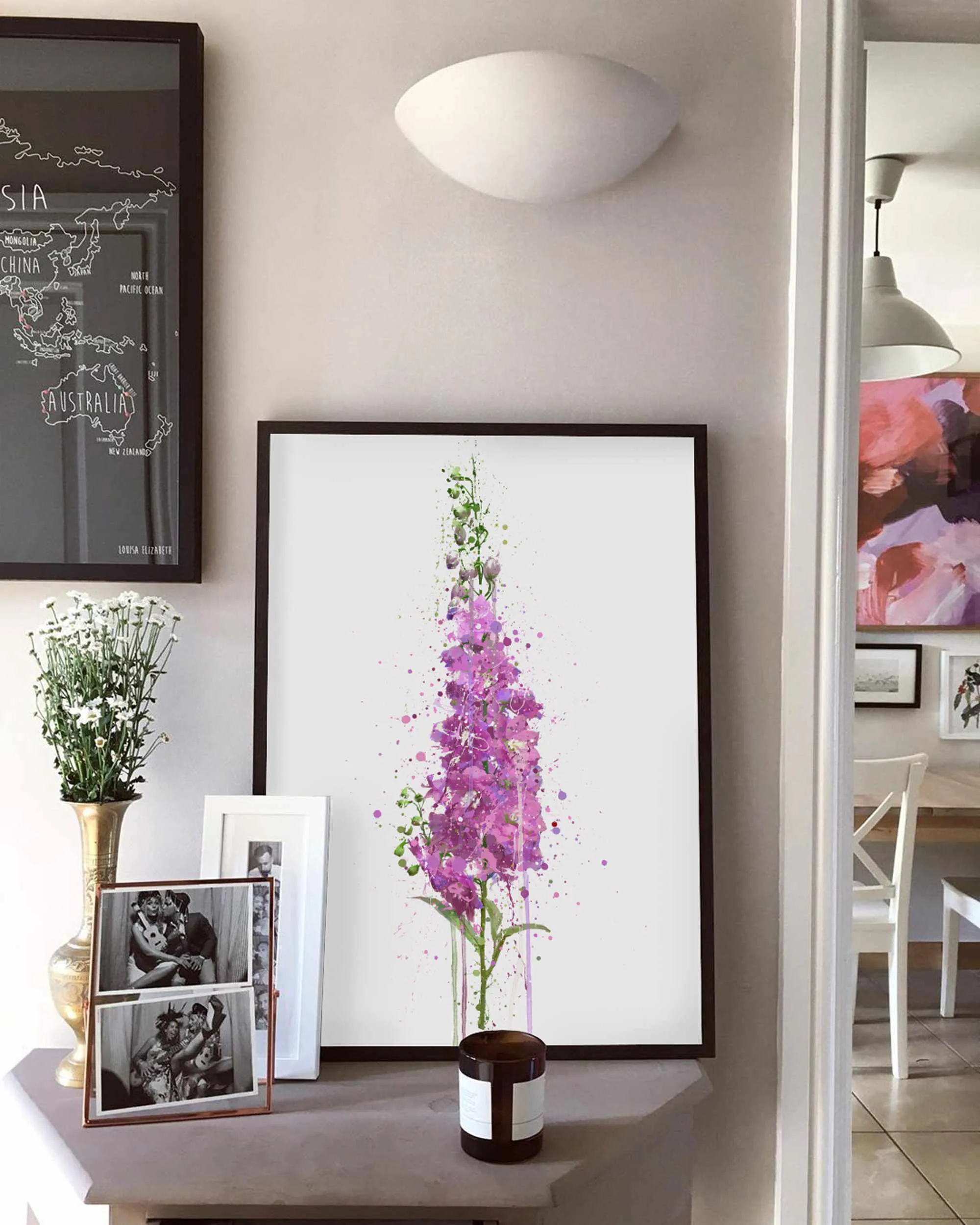 Flower Wall Art Print 'Delphiniums'