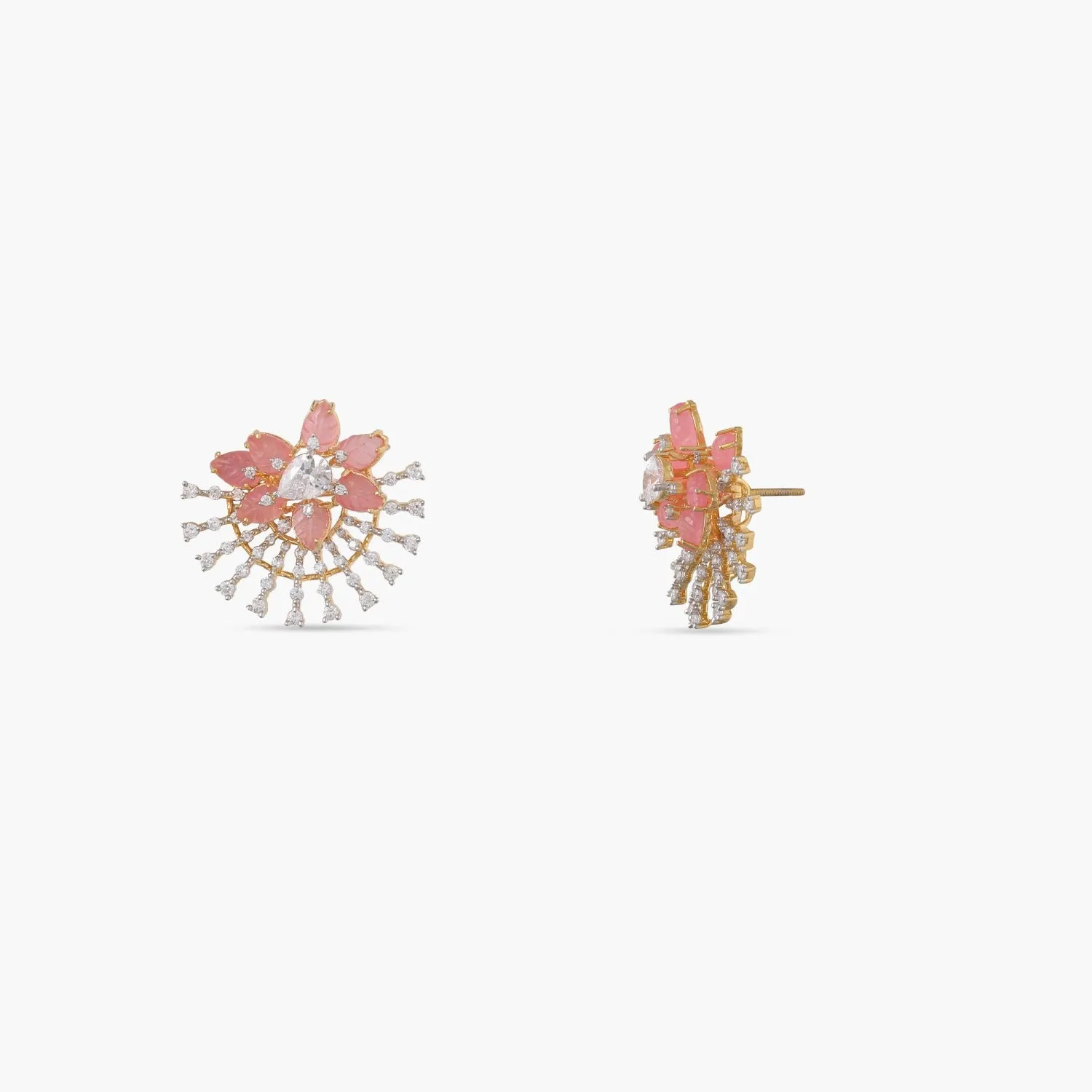 Garden Floral Serenity CZ Silver Stud Earrings