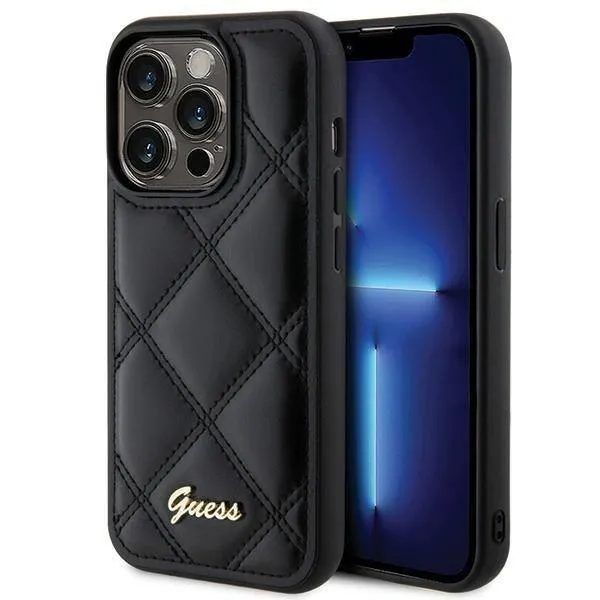 Guess Quilted Metal Logo Hard Case for iphone 15 Pro Max 6.7" Black - GUHCP115XPSQSQSK