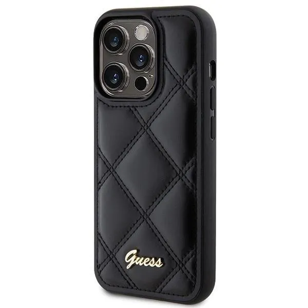 Guess Quilted Metal Logo Hard Case for iphone 15 Pro Max 6.7" Black - GUHCP115XPSQSQSK