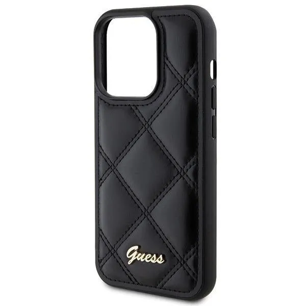 Guess Quilted Metal Logo Hard Case for iphone 15 Pro Max 6.7" Black - GUHCP115XPSQSQSK