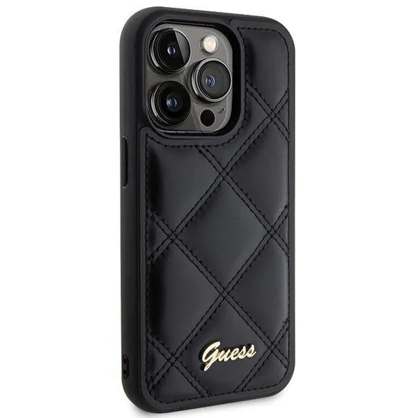 Guess Quilted Metal Logo Hard Case for iphone 15 Pro Max 6.7" Black - GUHCP115XPSQSQSK