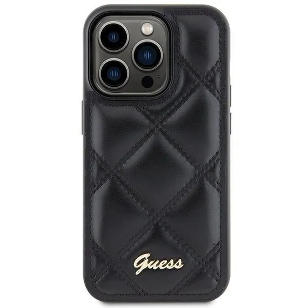 Guess Quilted Metal Logo Hard Case for iphone 15 Pro Max 6.7" Black - GUHCP115XPSQSQSK