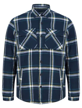 Hesperus Quilted Cotton Flannel Checked Overshirt Jacket in Sky Captain Navy - Tokyo Laundry