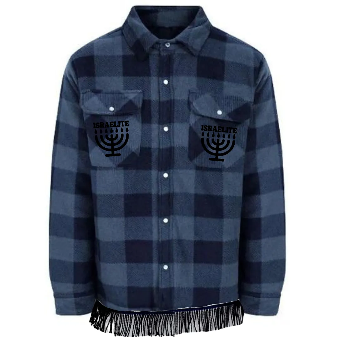 ISRAELITE Menorah Quilted Fleece Flannel Jacket