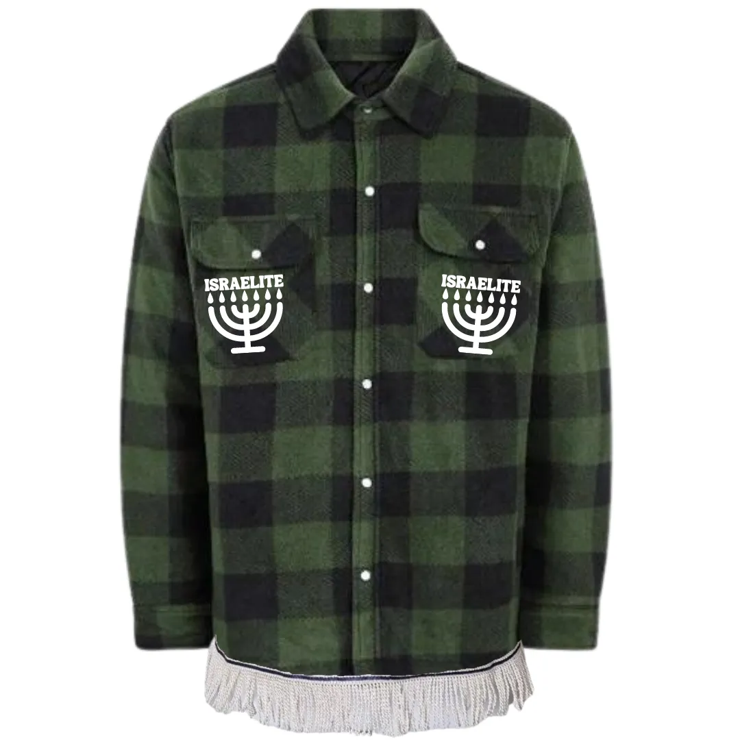 ISRAELITE Menorah Quilted Fleece Flannel Jacket