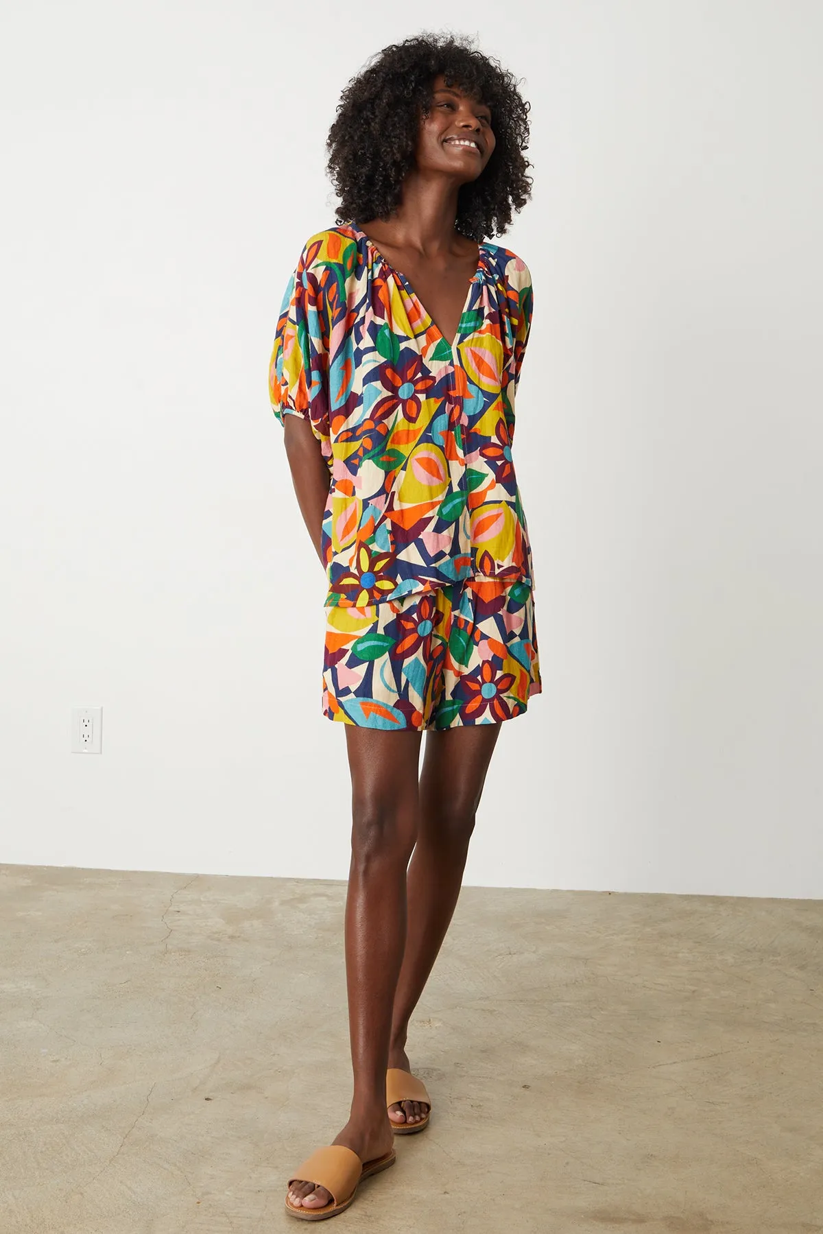 JOSIE PRINTED LINEN SHORT