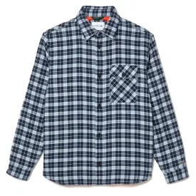 Lacoste Checked Overshirt with Quilted Lining Navy Blue / White