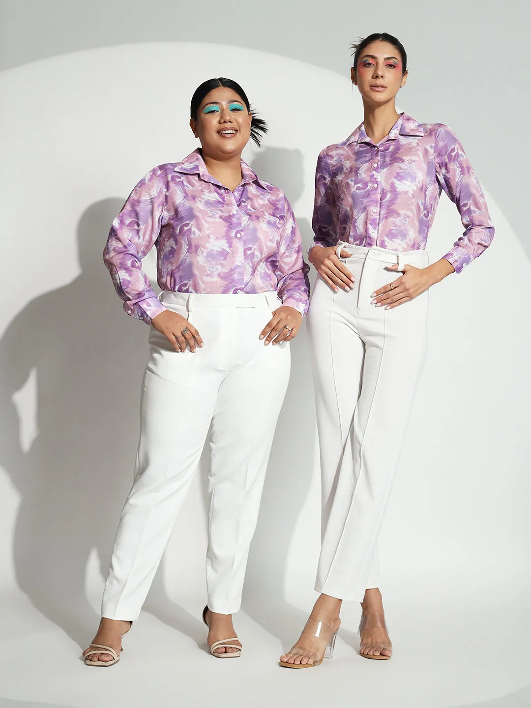 Marble Printed  Shirt - Lavender