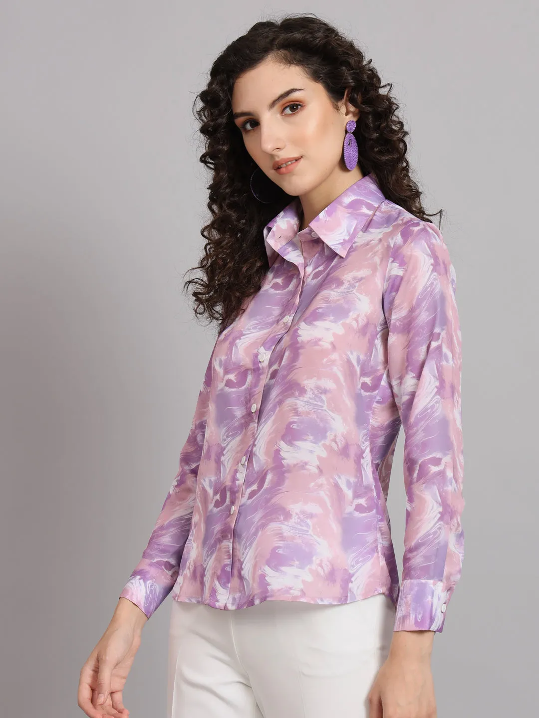 Marble Printed  Shirt - Lavender