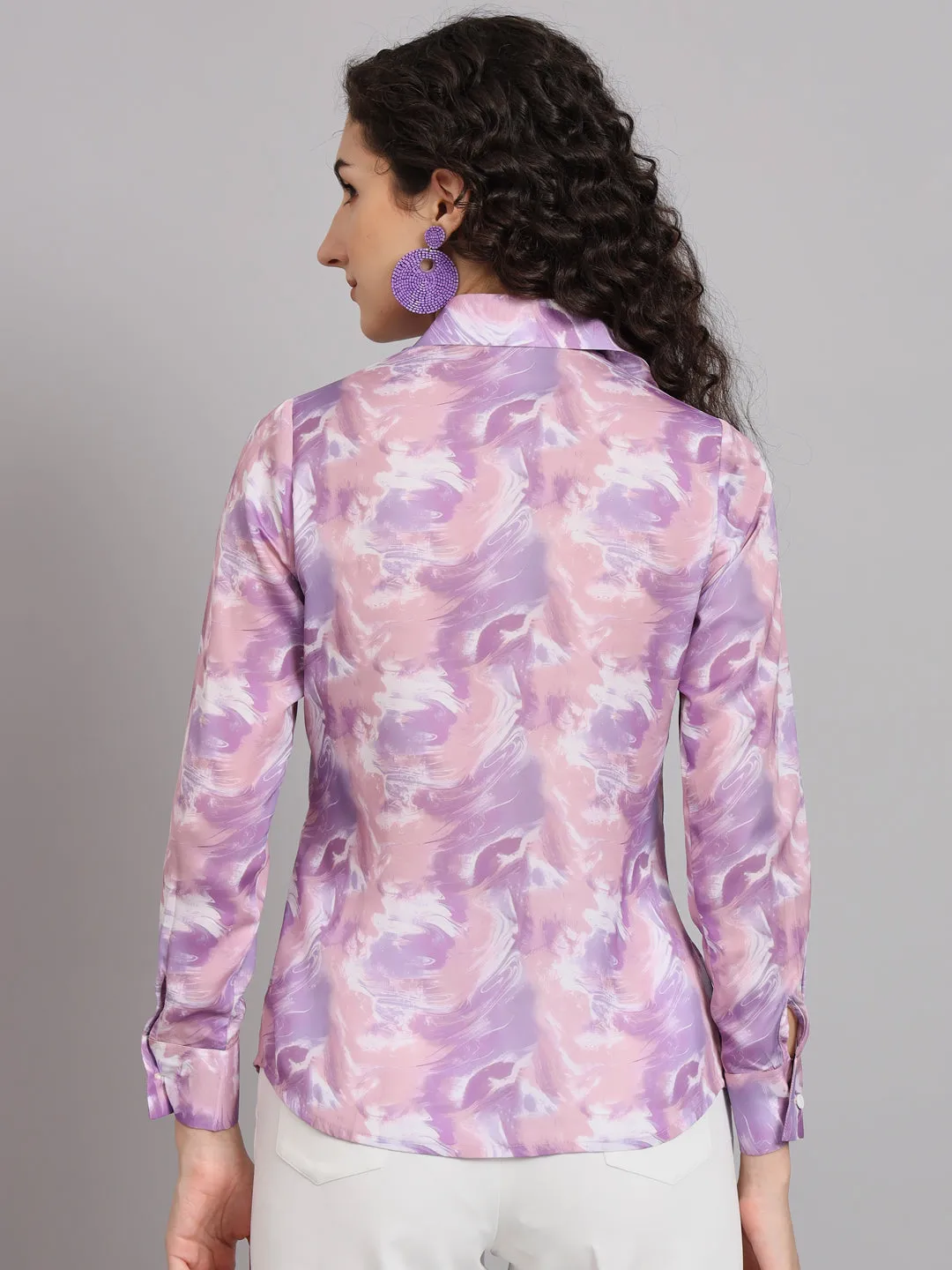 Marble Printed  Shirt - Lavender