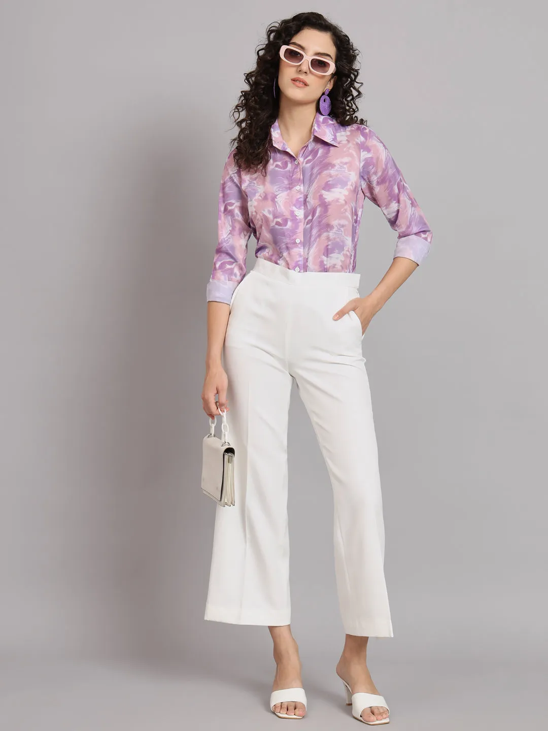 Marble Printed  Shirt - Lavender