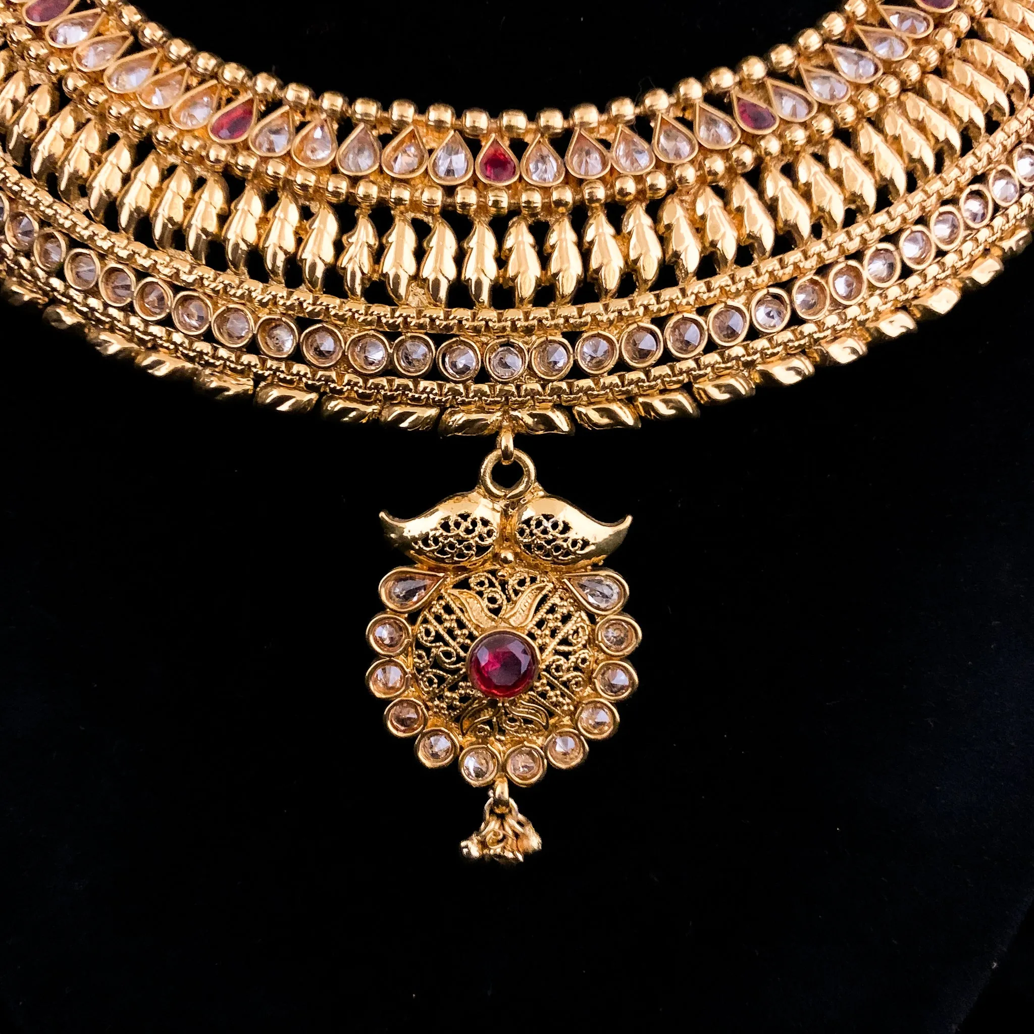 Marvelous Bridal Kerala Style Antique Gold Necklace set with Jhumka