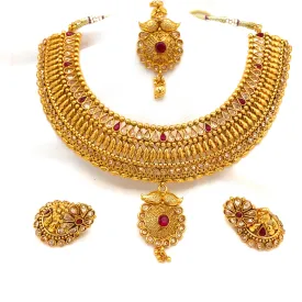 Marvelous Bridal Kerala Style Antique Gold Necklace set with Jhumka