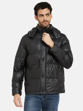 Mettle Men Black Checked Longline Quilted Jacket