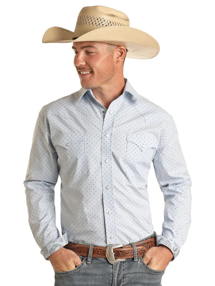 Panhandle Slim® Men's Powder Blue Long Sleeve Snap Front Western Shirt