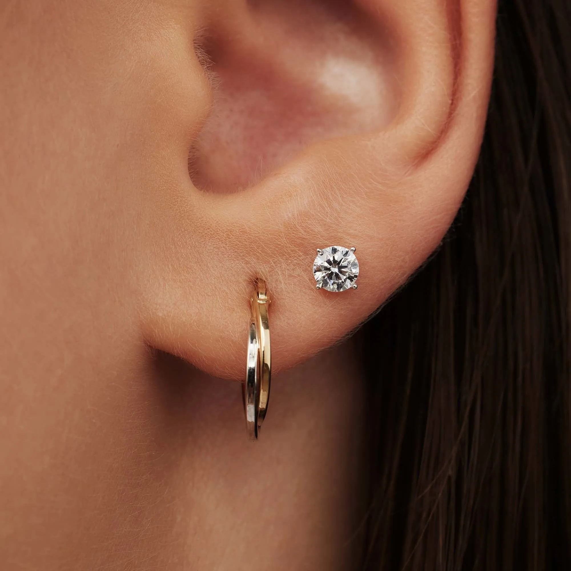 Saint Germain Lourdes 14 karat white gold ear studs with zirconia stone