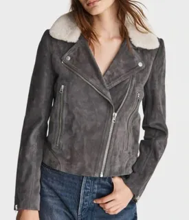 The Equalizer Melody Bayani Suede Leather Biker Jacket