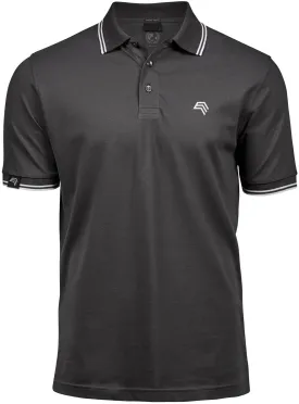 TJS 1407 ― Luxury Stripe Stretch Bio-Baumwolle Polo Shirt - Dark Grau / Weiß