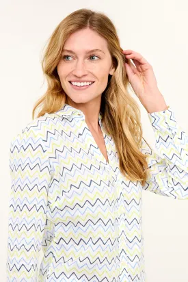 Twig Linen Shirt - Zig Zag Print