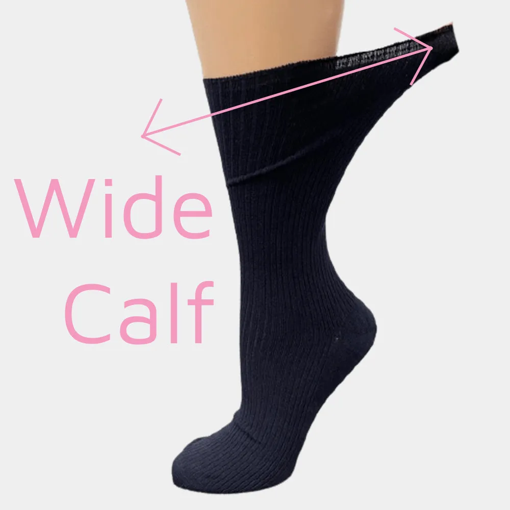 Wide Calf Crew Socks for Women Classic Colors and Luxurious